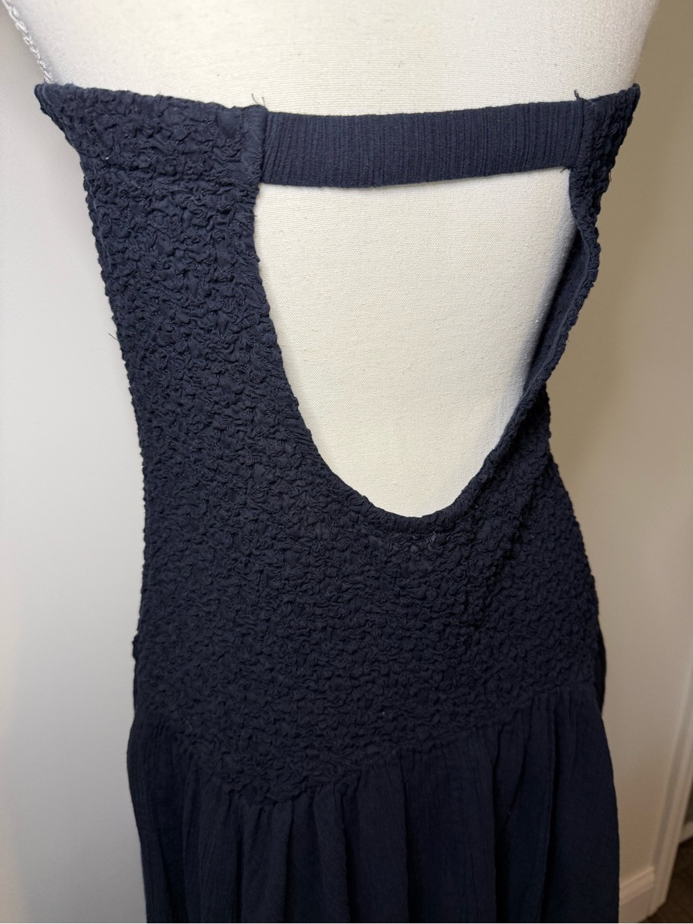 Anthropologie Strapless Cotton Smocked Dress in Black - Picture 5 of 7